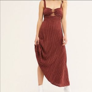 NWT Free People Sabine Midi Dress - Copper Brown